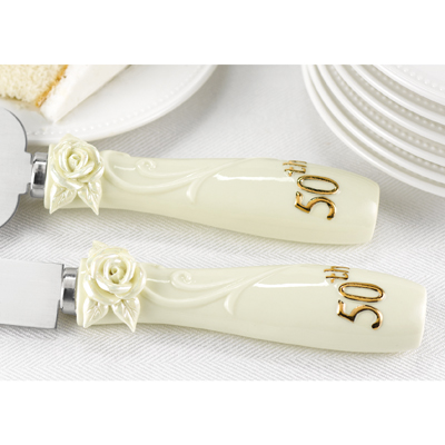 50th Pearl Rose Serving Set