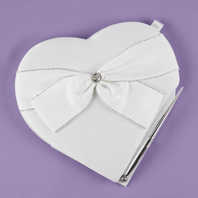 Sparkling Sash Heart Guest Book with Pen