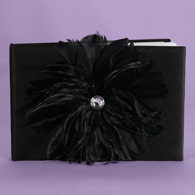 Black Feathered Flair Guest Book