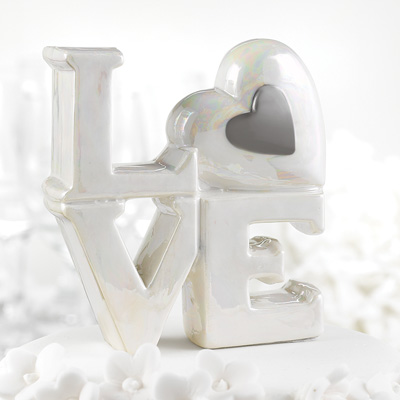 Porcelain Love Cake Tops - Silver