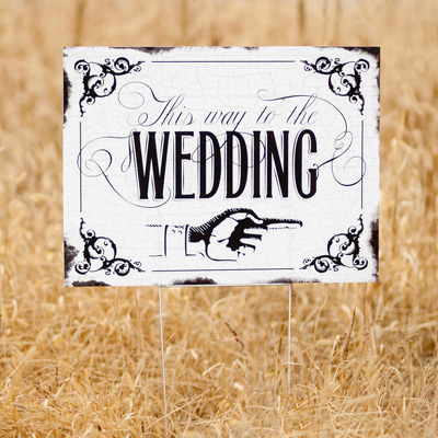 Vintage This way to the Wedding Yard Sign (Right)