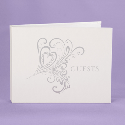 Heart Paisley Swirl Guest Book - Silver