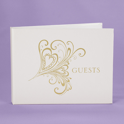 Heart Paisley Swirl Guest Book - Gold