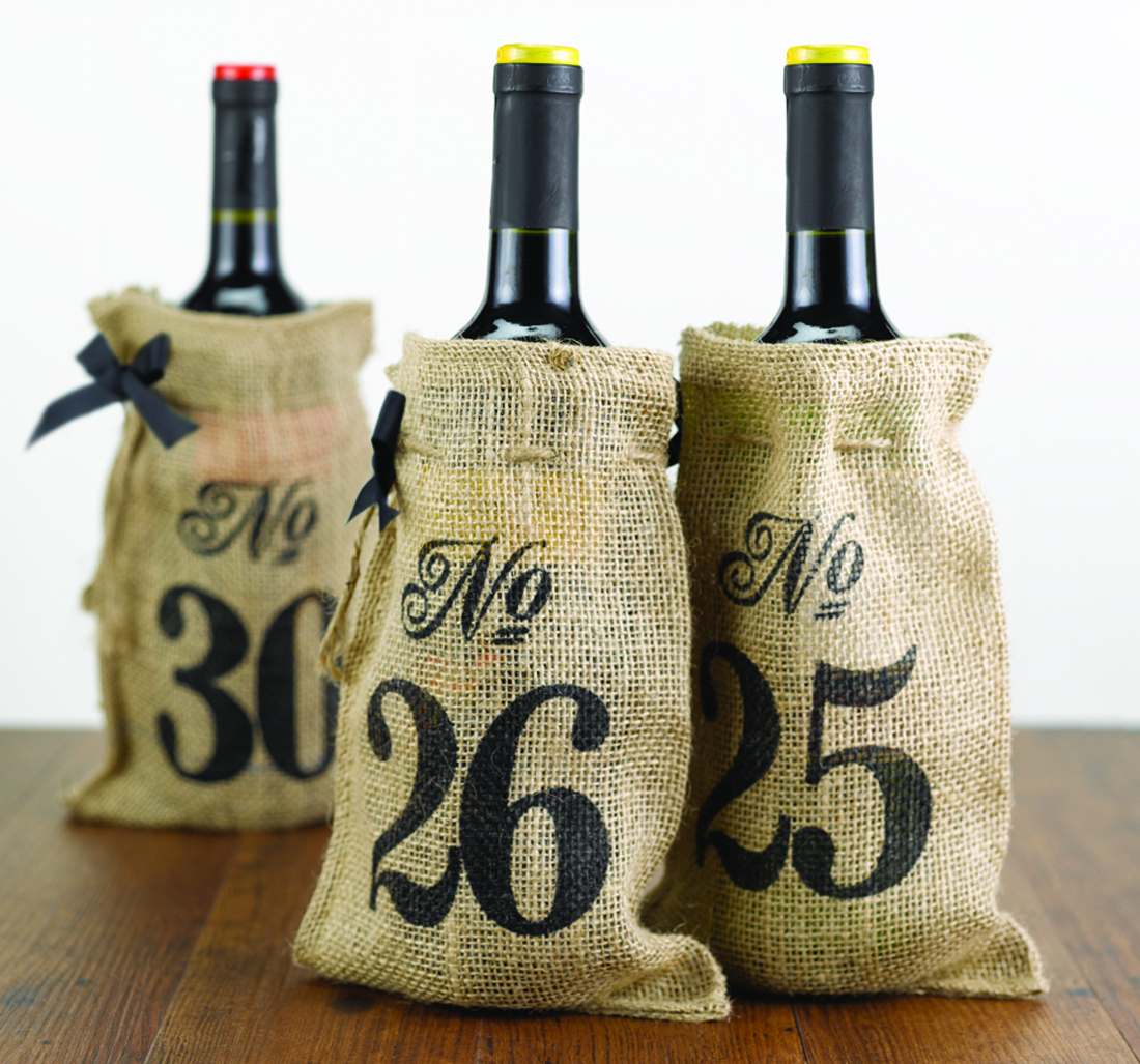 Burlap Table Number Wine Bags 21-30