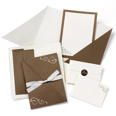Brown Swirl Pocket Invitation Kit
