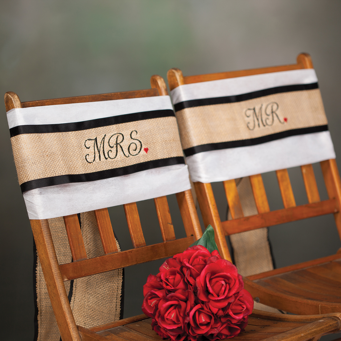 Burlap Chair Sash - Mr. and Mrs.