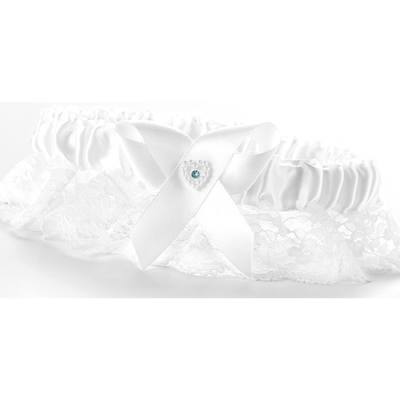 White Double Heart Garter Wide Lace