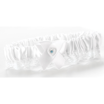 White Double Heart Garter Narrow Lace
