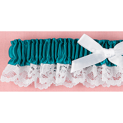Jade Blue Ribbon & Lace Garter