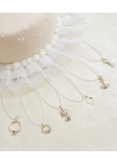 Sterling Silver Overlay Wedding Cake Charms