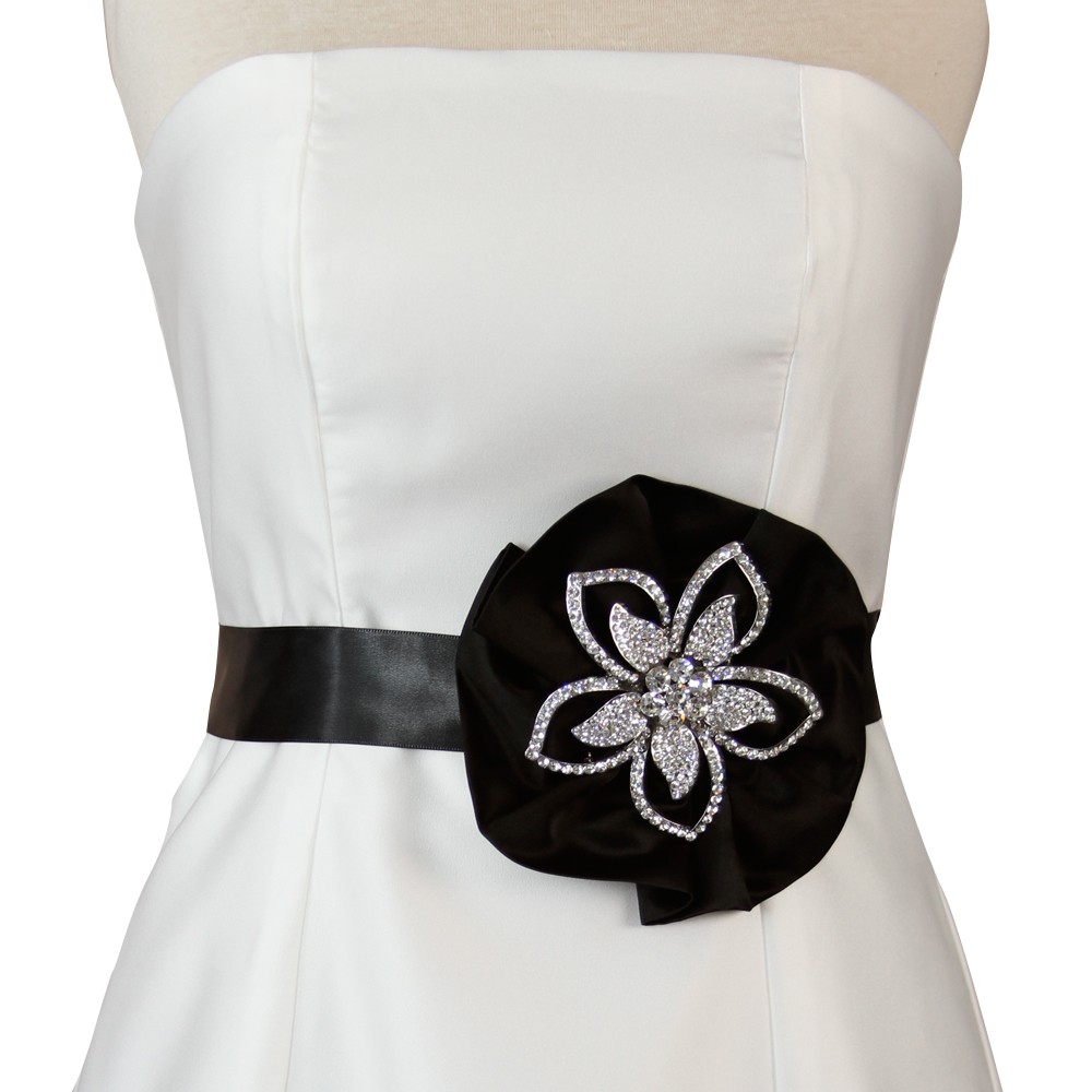 Black Verona Bridal Sash -Large