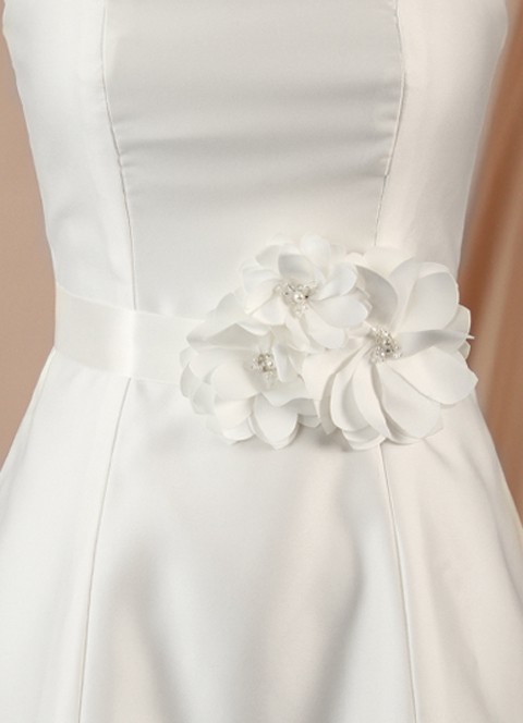 Water Lily Bridal Sash -White
