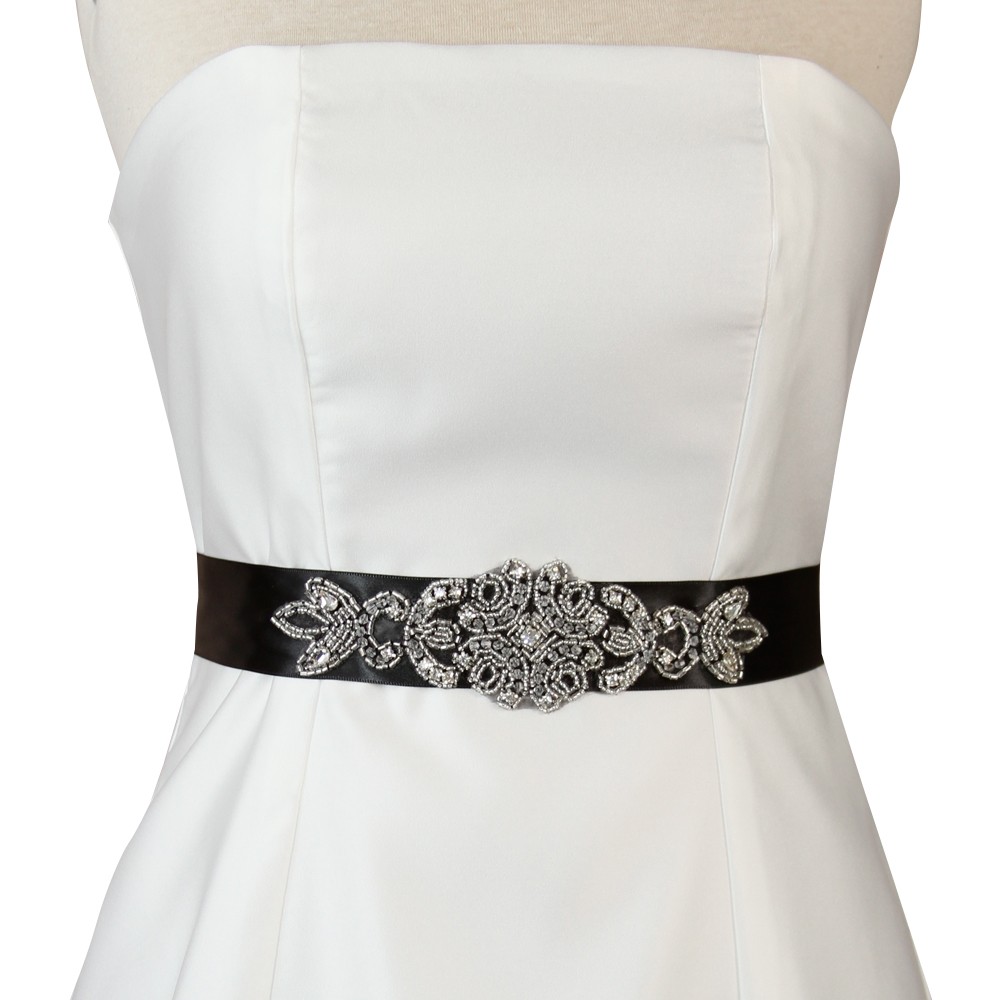 Adriana Bridal Sash -Black