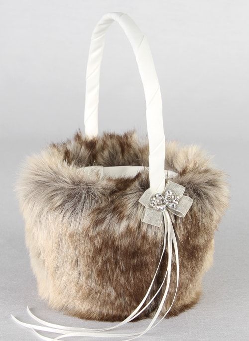 Aurora Flower Girl Basket -Chinchilla