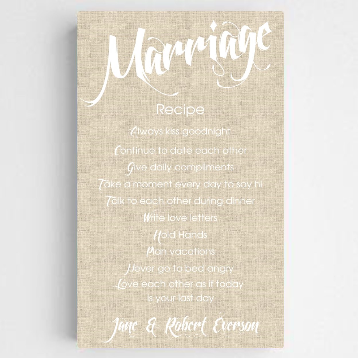 Personalized Marriage Recipe Canvas Sign-Chic Linen Finish