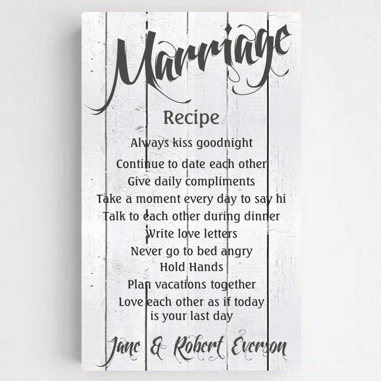 Personalized Marriage Recipe Canvas Sign-White Wood