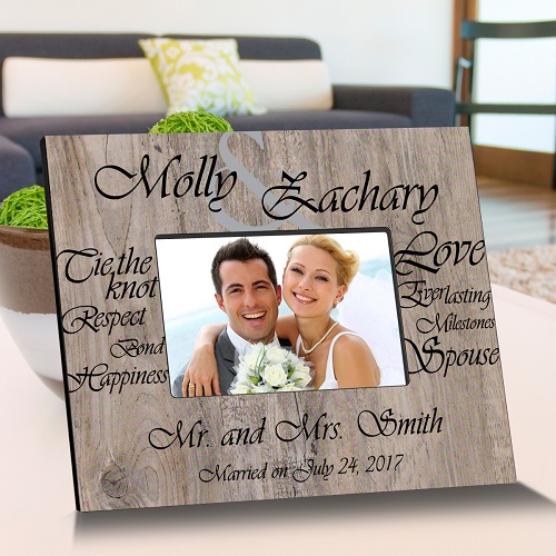 Tying The Knot Wooden Picture Frame -Black Text