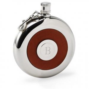 Personalized Oxford Round Leather Flask w/Shot