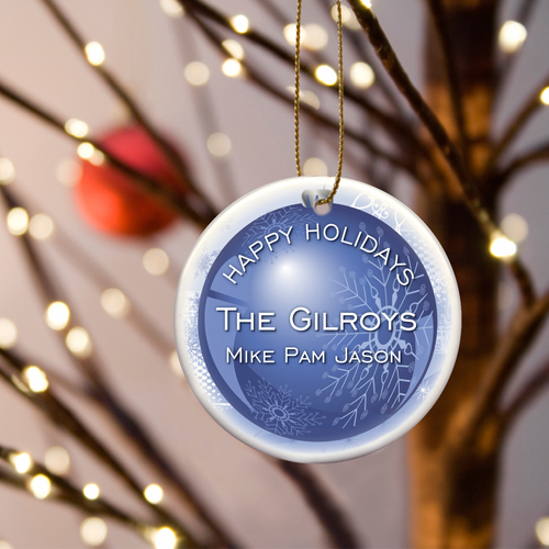 Personalized Blue Christmas Ornament