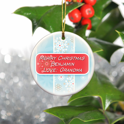 Personalized Snowflakes and Stripes Ornament