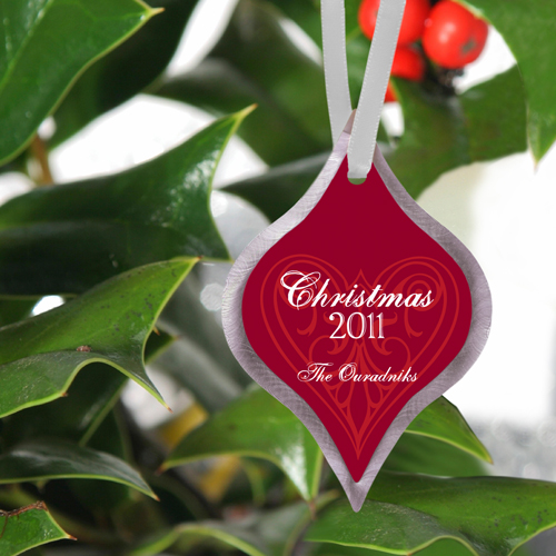 Personalized Christmas Hearts Ornament