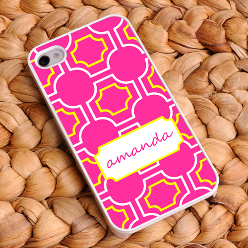 Personalized Pink Lattice iPhone Case