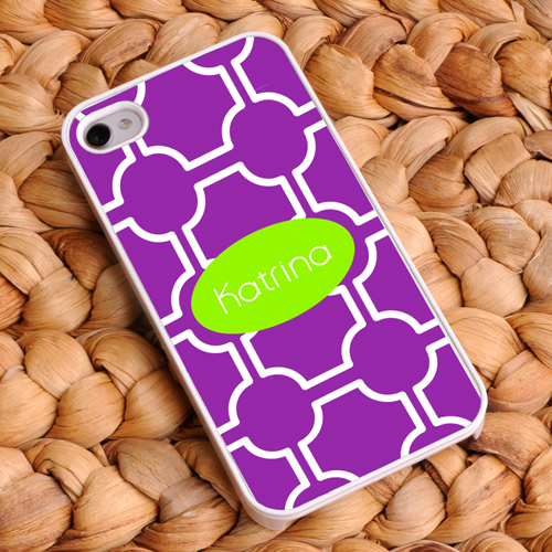 Personalized Purple Lattice iPhone Case