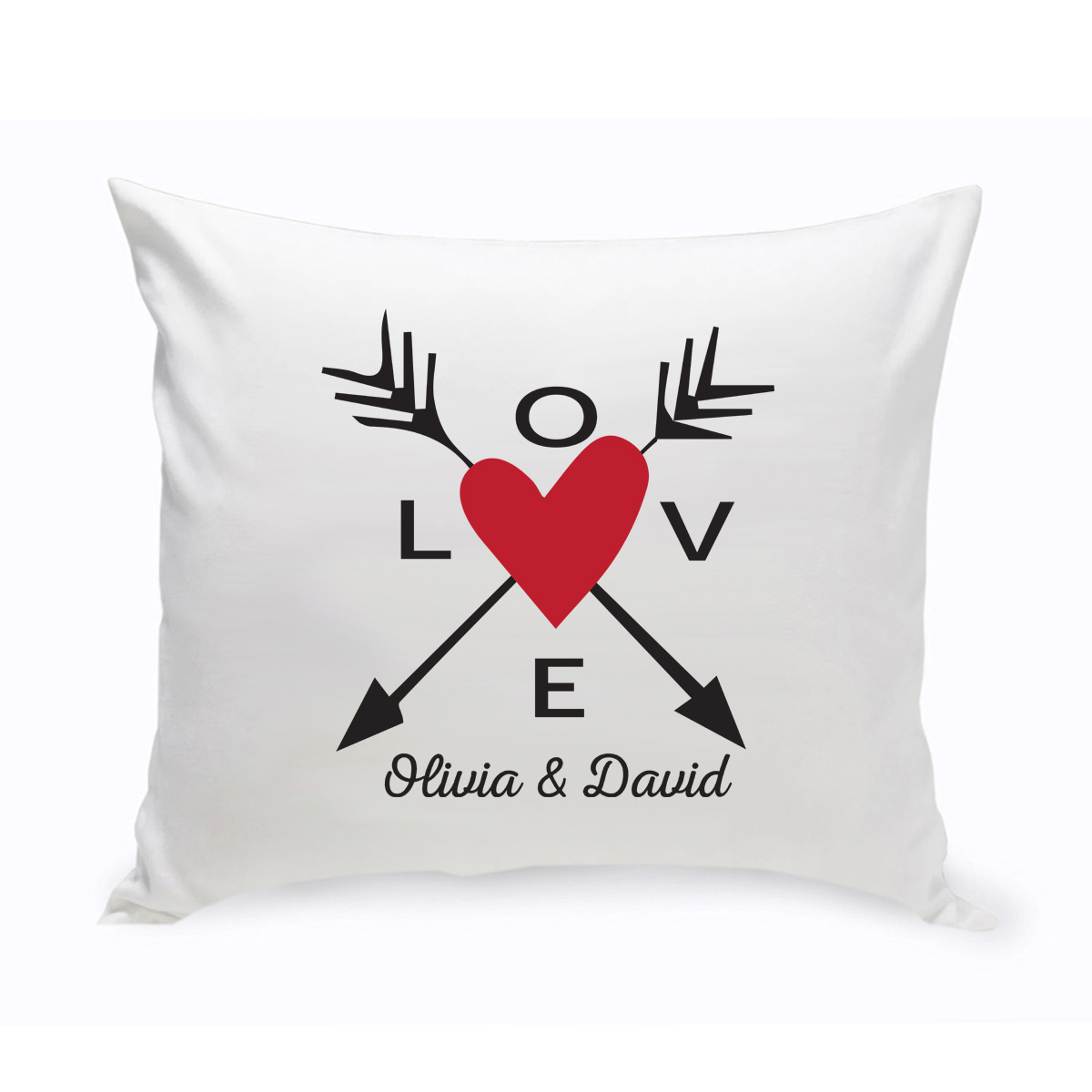 Personalized Love Arrows Throw Pillow (Red)