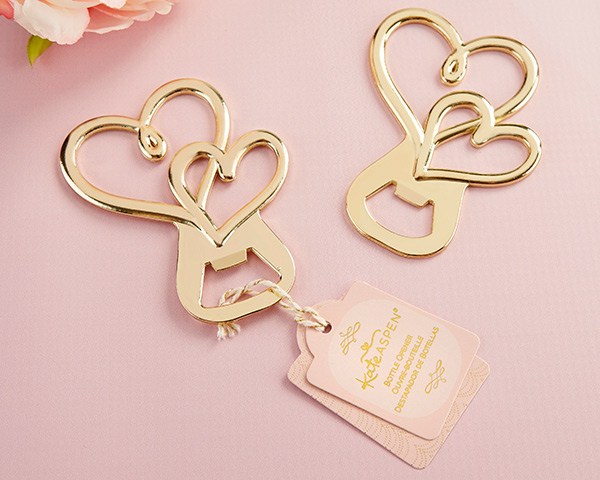 Gold Double Heart Bottle Opener