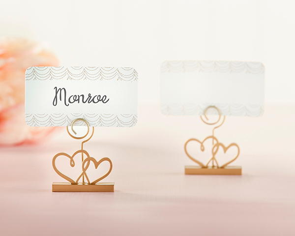 Gold Double Heart Place Card Holder (Set of 6)