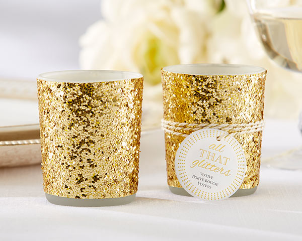 "All That Glitters" Gold Glitter Votive/Tealight Holder (Set of 4)