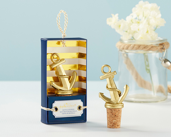 Gold Nautical Anchor Bottle Stopper