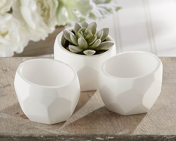 "Modern Garden" Geometric White Planter (Set of 4)