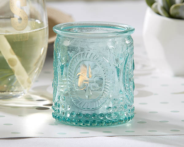 "Vintage" Blue Glass Tealight Holder (Set of 4)