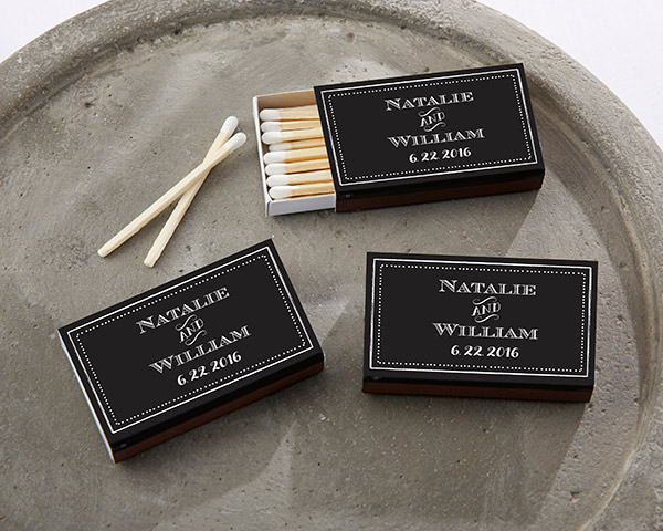 Personalized Black Matchboxes - Chalk (Set of 50)