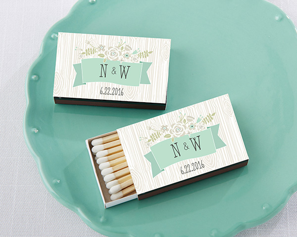 Personalized Black Matchboxes - Rustic (Set of 50)