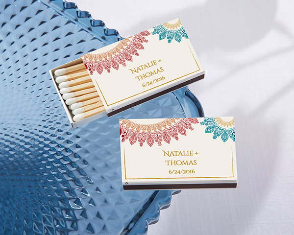 Personalized White Matchboxes - Indian Jewel (Set of 50)