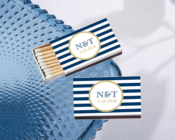 Personalized White Matchboxes - Nautical (Set of 50)