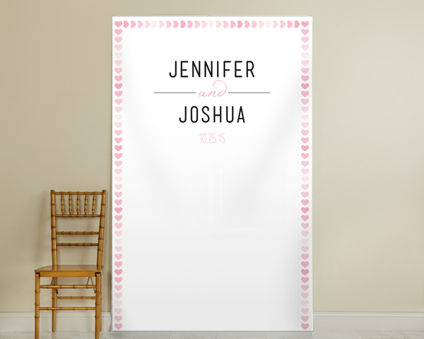 Personalized Pink Watercolor Photo Backdrop - Hearts