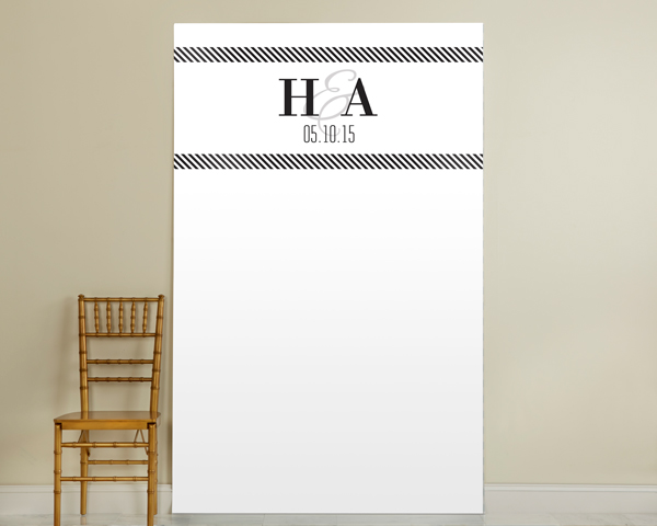 Personalized Black and White Photo Backdrop - Stripes