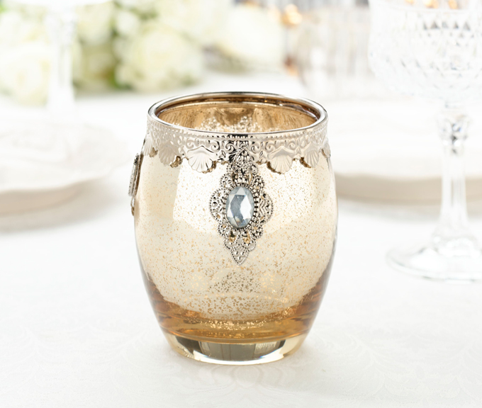 Gold Glass Candle Holder