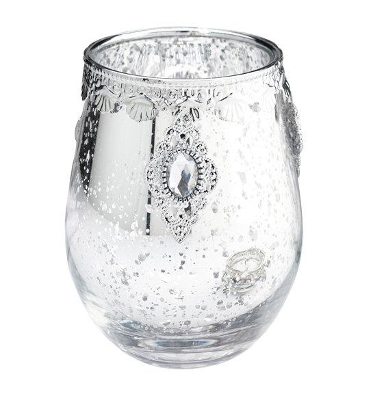 Silver Glass Candle Holder