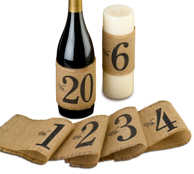 Burlap Table Number Wraps (numbers 1-20)