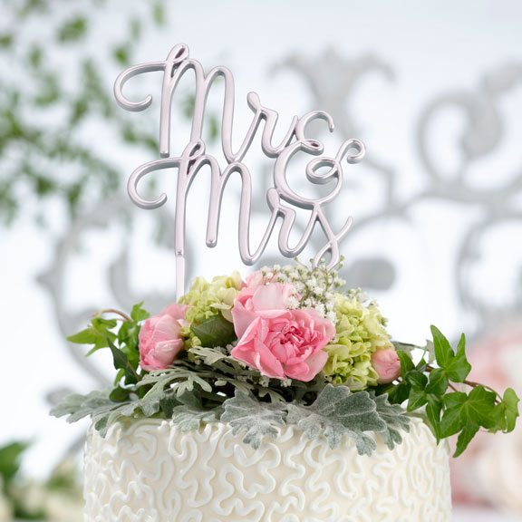 Silver Mr. & Mrs. Cake Topper