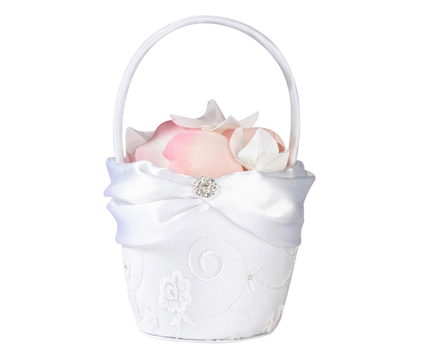 Vintage White Lace Flower Girl Basket