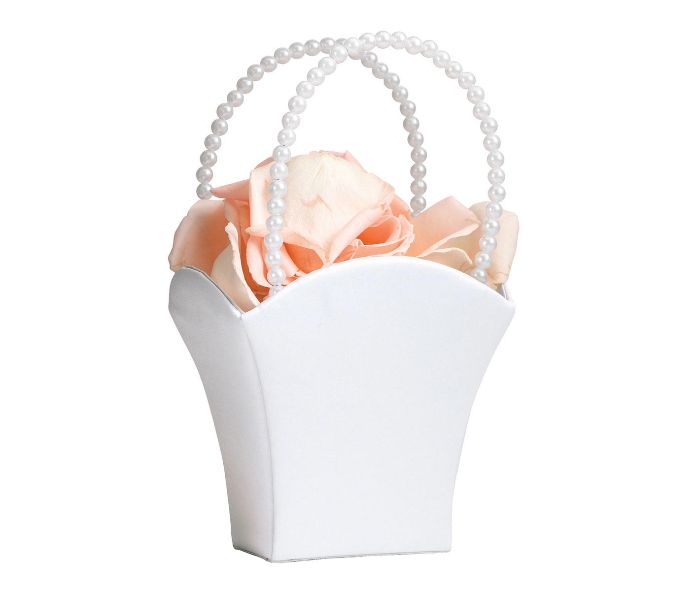 White Satin Flower Girl Basket