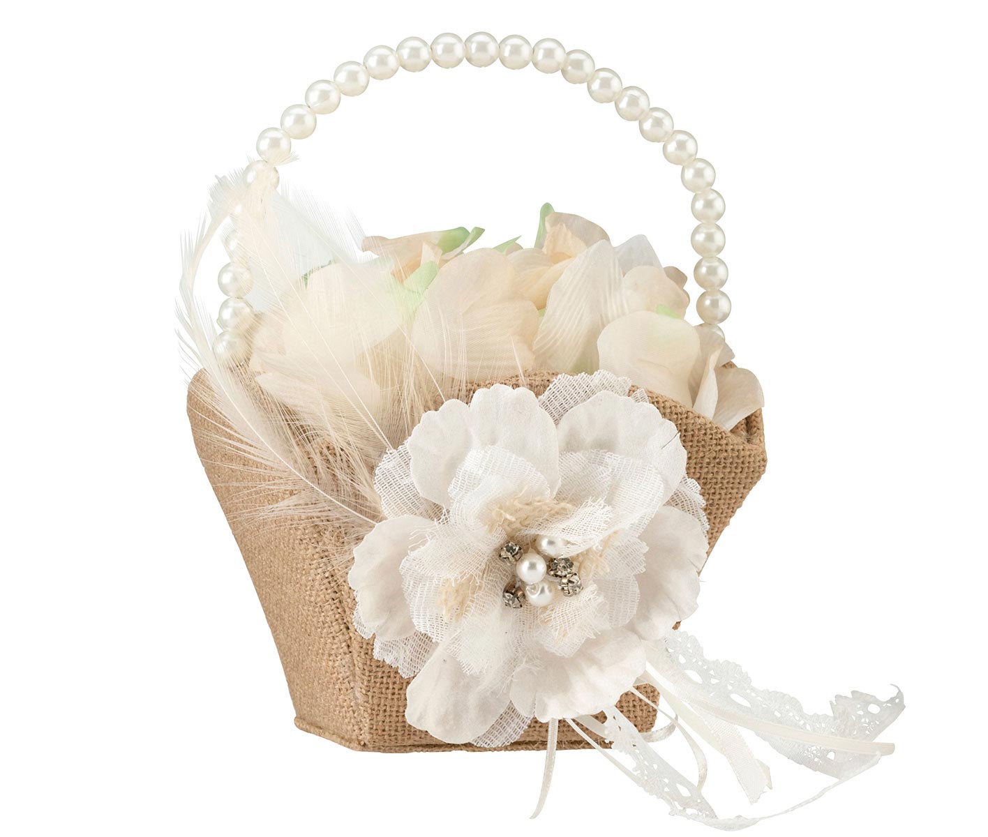 Rustic Burlap & Lace Flower Girl Basket