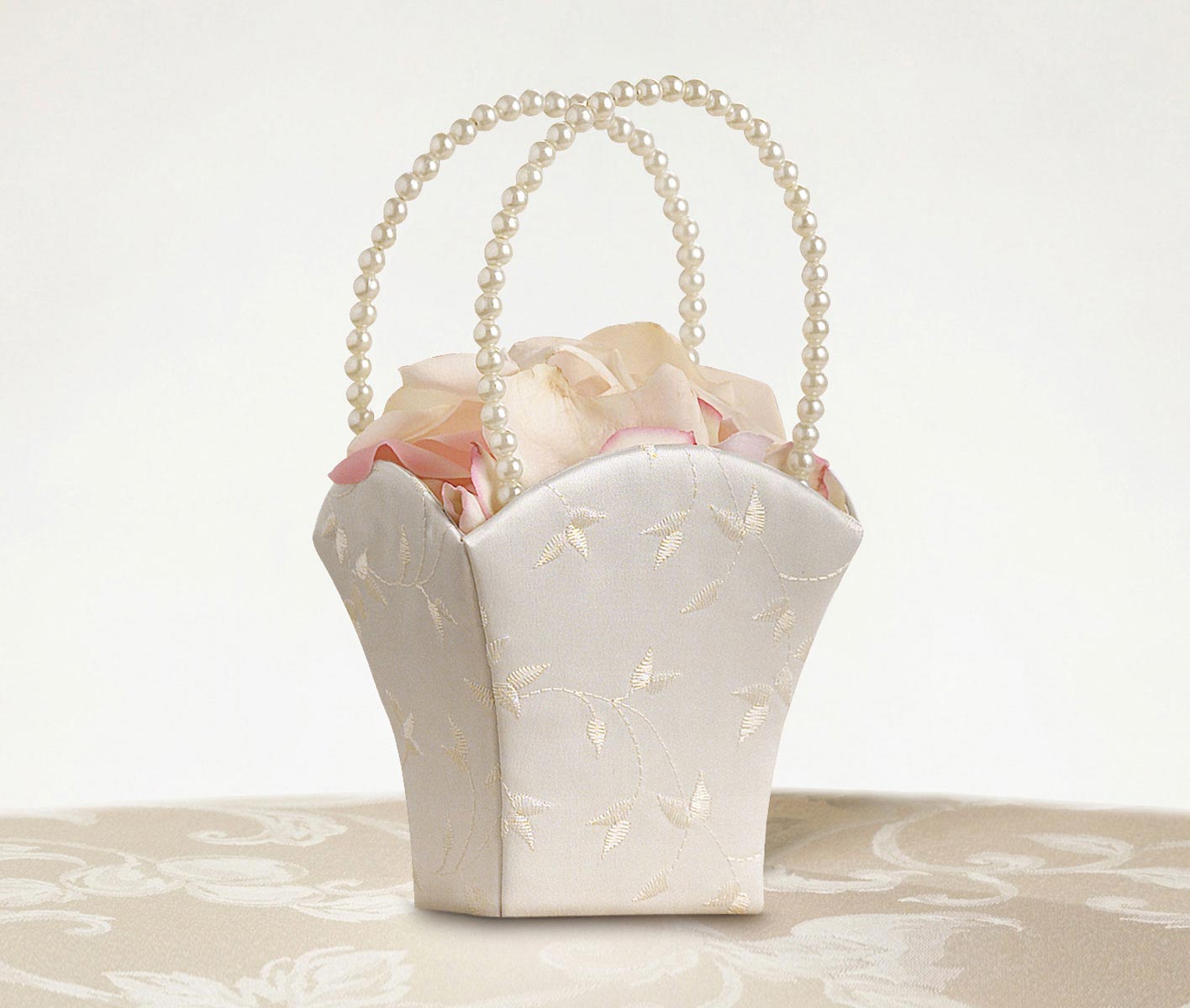 Elegant Ivory Flower Girl Basket