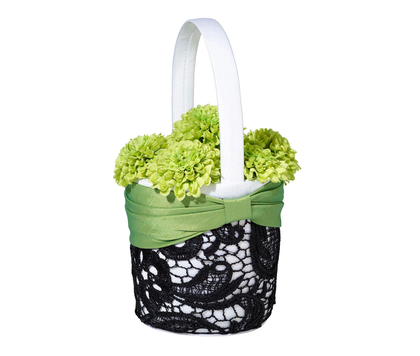 Green & Black Flower Girl Basket