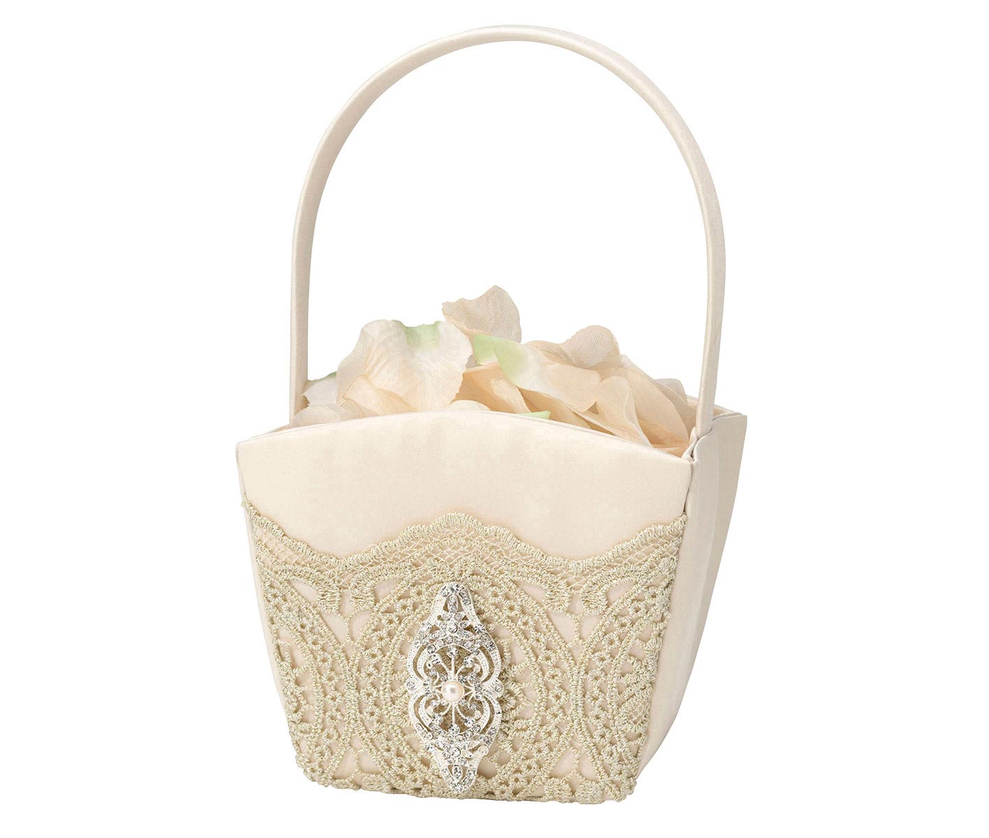Vintage Gold Lace Flower Girl Basket